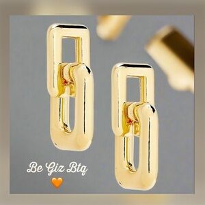 BINKER + ELIZA Authentic Hailey 24K Gold Plated Interlocking Link Drop Earrings